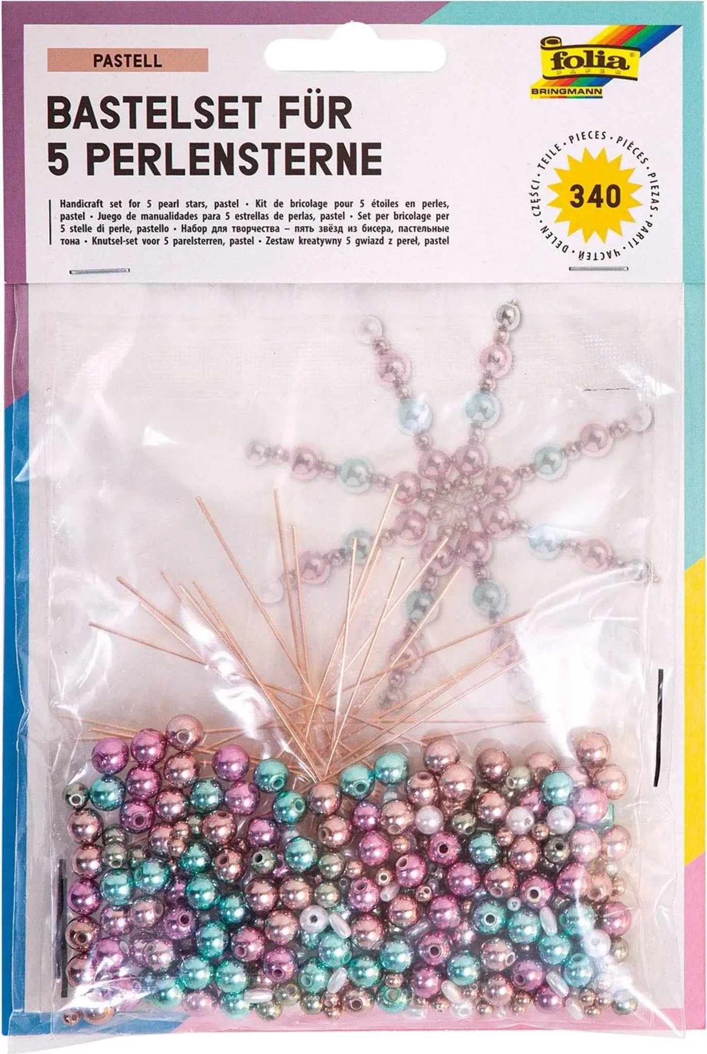 Perlensterne-Set „Pastell“ – 340-teiliges Bastelset
